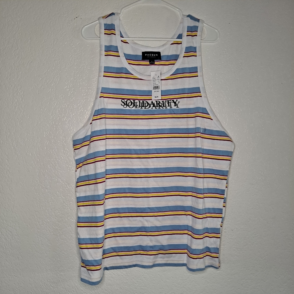 NEW Pacsun Mens Solidarity Tank Top Shirt White Blue Pink Yellow Small Med Large